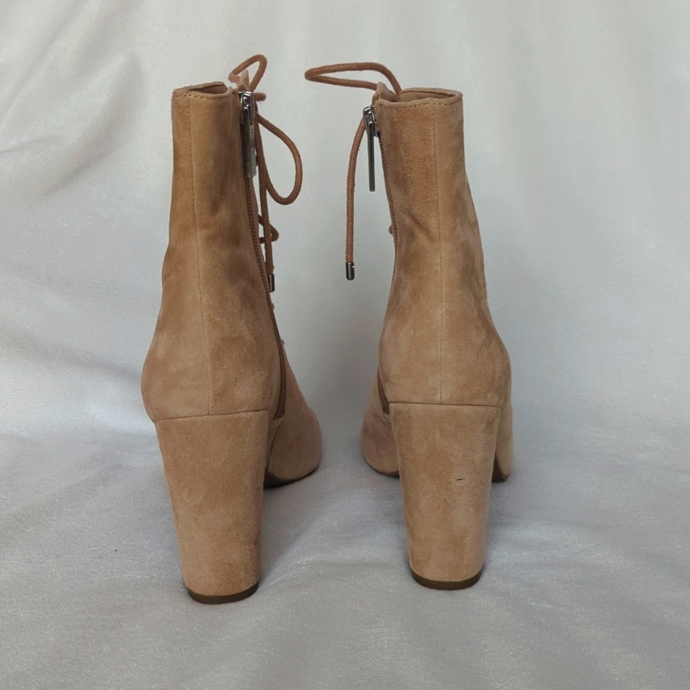 BCBGeneration | Lace Up Open Toe Genuine Suede Leather Booties - Picture 10 of 11